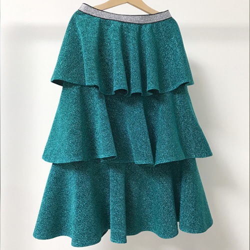 tiered skirt teal blue