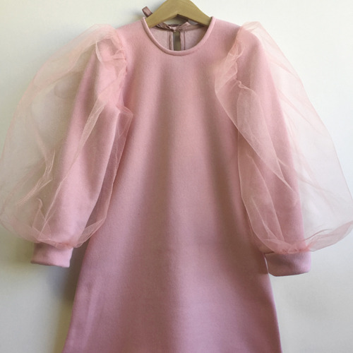 mesh sleeve dress Pink 품절