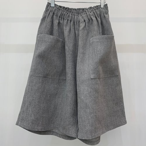 gray linen wide shorts