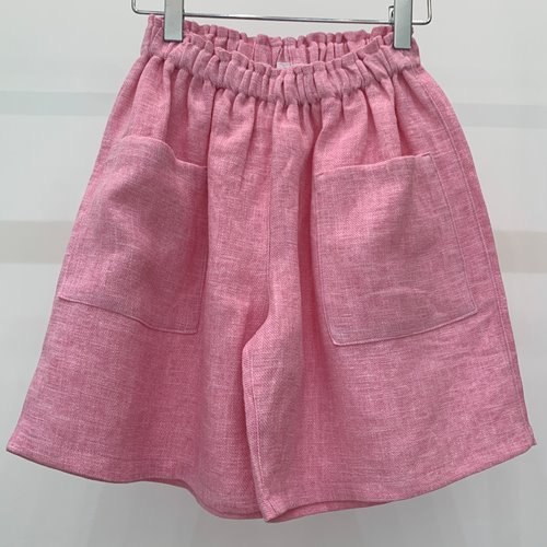 pink linen wide shorts