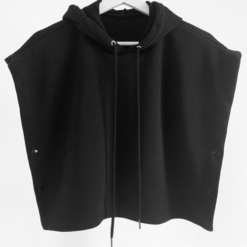 poncho hood vest black