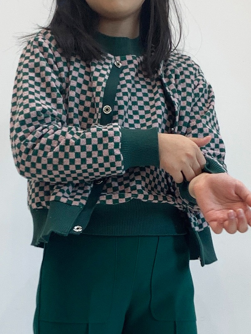 JQD knit cardigan(green check) 품절