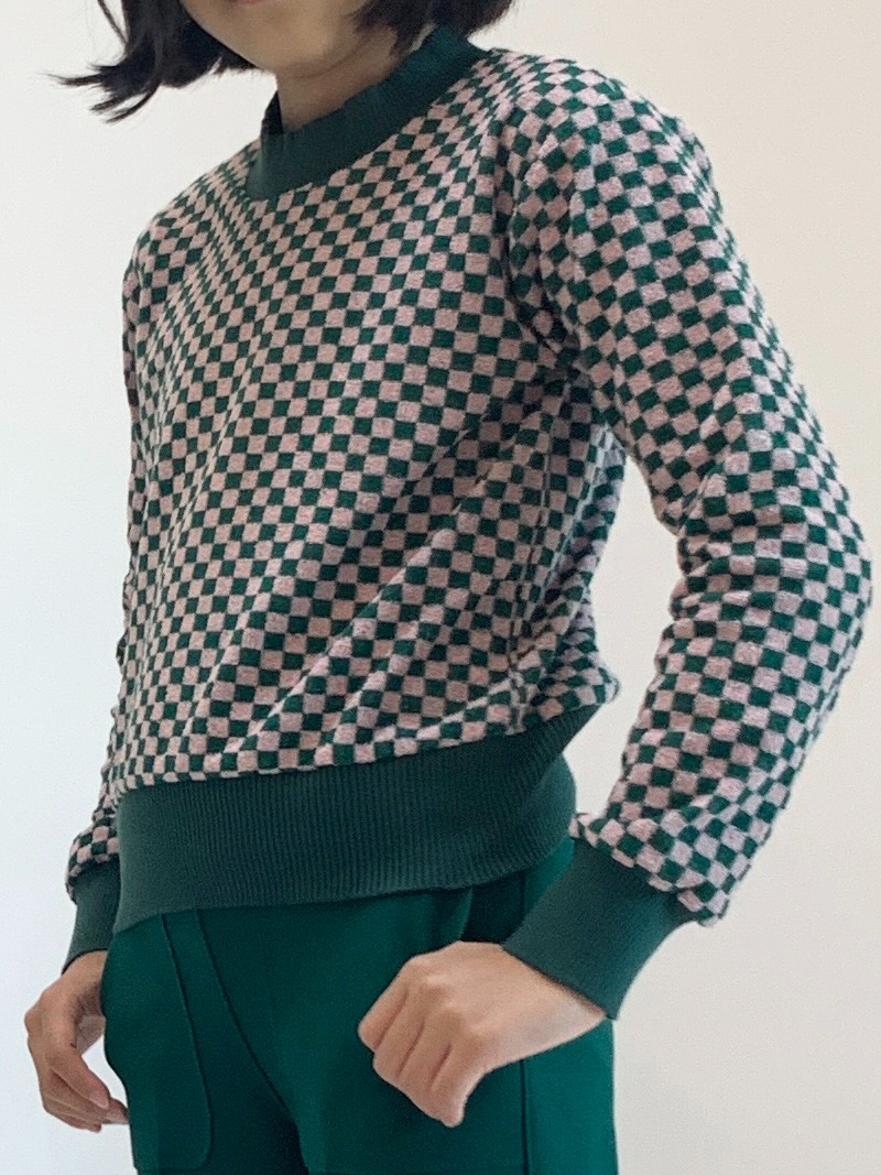 JQD knit top(green check) 품절